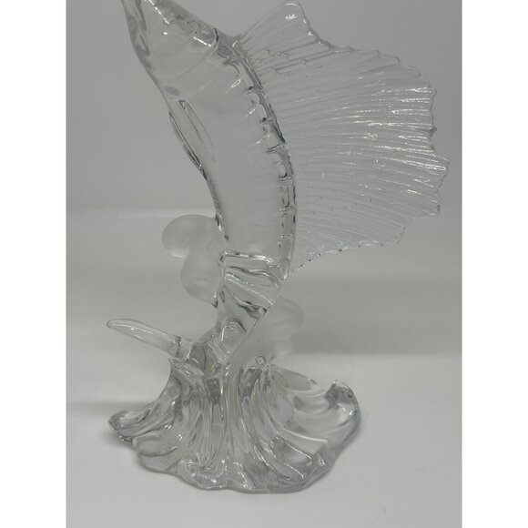 VTG Lenox Fine Crystal Clear Swordfish Sculpture Water Dance Collection 8.5" - Picture 3 of 6